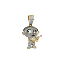 Load image into Gallery viewer, Solid Yellow Gold Diamond Cartoon Baby with Gun Pendant - Diamond Stewie Griffin with Gun Necklace - Baby from Family Guy with Gon
