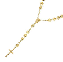 Load image into Gallery viewer, Yellow Gold 14k Rosary Necklace - Rosario Shiny Chain Necklace - Yellow Gold Rosary - Religious Necklace - Yellow Real Gold Rosary Necklace

