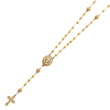 Load image into Gallery viewer, 14k Yellow Gold Rosary Necklace - Virgin Mary Jesus Cross Pendant - Gold Rosary Beads - Diamond Tri-Color Gold Rosary Necklace
