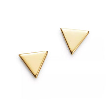 Load image into Gallery viewer, 14K Solid Gold Triangle Stud Earrings, 14k Gold Triangle Earrings, Solid Yellow Gold 14K, Triangle Studs Gold Studs, Gold Earring,
