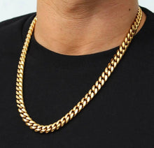 Load image into Gallery viewer, 14K Yellow Gold Cuban Miami Link Chain, 10mm Real Italian Men Women Necklace, 18&quot; 20&quot; 22&quot; 24&quot; Inches, 14k semi solid Cuban Miami Chain
