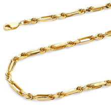 Load image into Gallery viewer, 14K Yellow Gold Milano Chain, Real Italian Unisex Necklace, Elegant Figaro Rope Jewelry Set, Women Men Elegant 2022 Style Present
