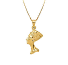 Load image into Gallery viewer, 14K Yellow Gold Nefertiti Pendant - 3D Egyptian Goddess Necklace - New Charm Queen 18 inches - Women Nefertiti Chain
