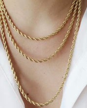 Load image into Gallery viewer, 14K Gold Rope Chain Gold Rope Chain Necklace 2mm 2.3mm 2.5mm 3mm 3.5mm 4mm 6mm 18-26 inches, 14K Gold Rope Chain, 14K Gold Chain, Men Women
