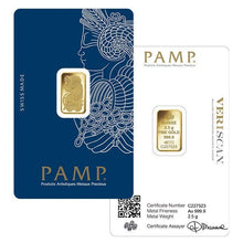 Load image into Gallery viewer, PAMP 1 Gram 24k GOLD Bar .9999 Fine in Assay from Veriscan Au
