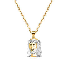 Load image into Gallery viewer, Solid 14k Yellow Gold Jesus Christ Necklace - Religious Pendant - Jesus Gift - White Jesus Head Necklace - Gold Jesus Necklace
