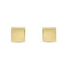 Load image into Gallery viewer, 4D Cube Gold Stud Earrings - Solid 14k Yellow Square Stud - Simple Delicate Push Back 4mm Stud - Minimalist Tragus Earrings
