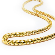 Load image into Gallery viewer, Solid 14k Yellow Gold Round Franco Box Chain - Yellow Gold Franco Chain - Made in Italy Solid Yellow Gold Franco - Yellow Gold Chain Chain
