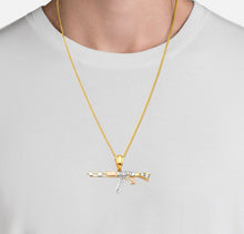 Load image into Gallery viewer, 14K Solid Yellow Gold Gun Necklace - AK-47 Gun link Chain Necklace -Two Tone Gold Pendant - Soldier gift necklace - AK-47 Gold Necklace

