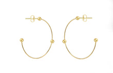 Load image into Gallery viewer, Half Hoop Solid 14k Yellow Gold Earring - Dainty Minimalist J-Hoop - Bow Tie Push Back Earrings - Hypoallergenic Everyday Earrings
