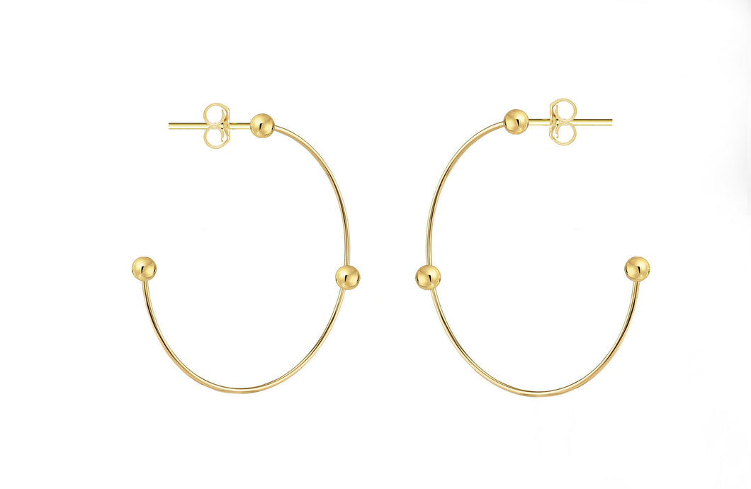 Half Hoop Solid 14k Yellow Gold Earring - Dainty Minimalist J-Hoop - Bow Tie Push Back Earrings - Hypoallergenic Everyday Earrings