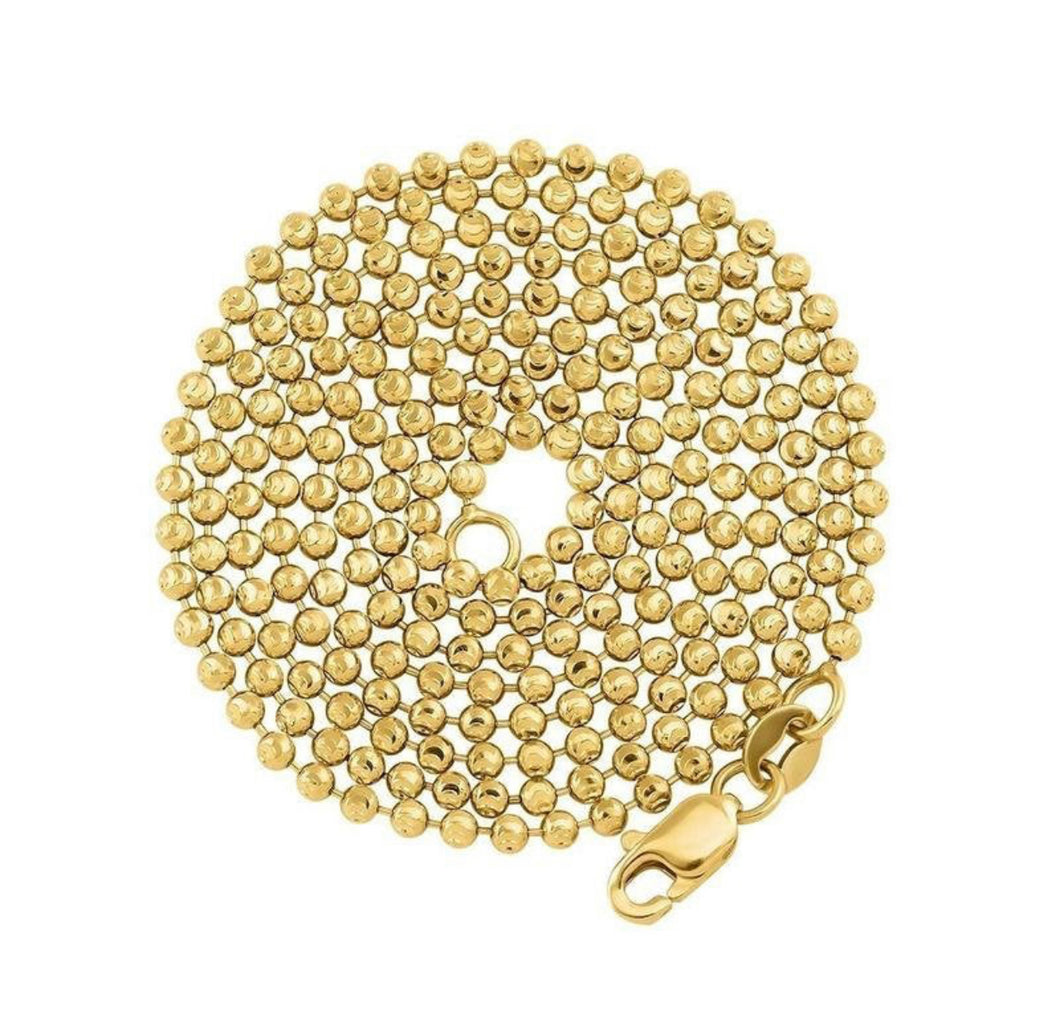Ball Beads 10k Yellow Gold Chain - Classic Necklace 14