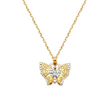 Load image into Gallery viewer, Butterfly Solid 14k Yellow Gold Necklace, Animal Butterfly Diamond Pendant, Elegant Butterfly Minimalist , Butterfly Ladies jewelry
