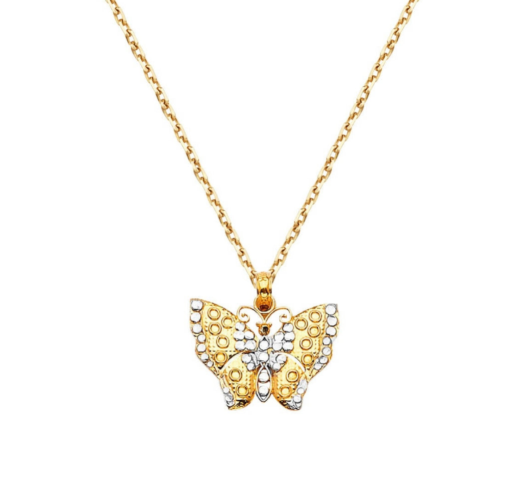 Butterfly Solid 14k Yellow Gold Necklace, Animal Butterfly Diamond Pendant, Elegant Butterfly Minimalist , Butterfly Ladies jewelry