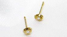 Load image into Gallery viewer, CZ Daimond Solid 14k Yellow Gold Earrings - Minimalist Dainty Round Stud - Push Back Circle Tragus 5/11 mm
