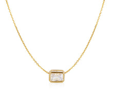 Load image into Gallery viewer, 14k Solid Yellow Gold Diamond Emerald Necklace - Diamond Real Gold Pendant - Delicate Shiny Jewelry - Gold Emerald Diamond Necklace
