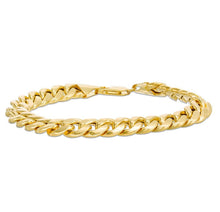 Load image into Gallery viewer, Cuban 14K Yellow Gold Bracelet - Real Italian Unisex Link Bracelet - Shiny Curb Chian Bracelet - Streetwear Bracelet

