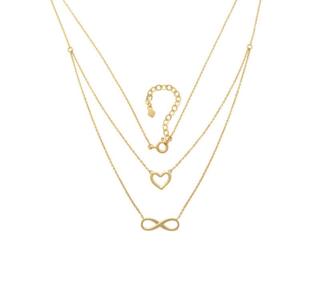 Solid 14k Yellow Gold Infinity Necklace - Elegant Infinity Pendant - Dainty Gold Necklace - Solid 14k Yellow Gold Heart Necklace