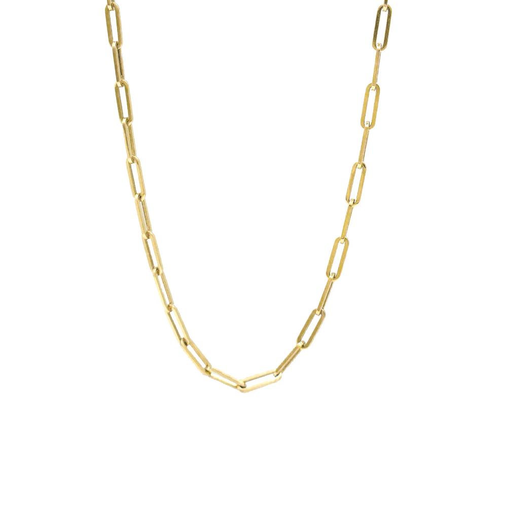 14K Gold Paperclip Chain - Gold Paper Clip Chain Necklace - Ladies Gold Chain - Elongated Link Chain - Choker Chain - 1.3 MM Necklace