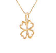 Load image into Gallery viewer, Four Leaf Lucky Clover Necklace - 14K Solid Gold Dainty Women Pendant - Hand Made Chain 18 inches 18 mm 11 mm

