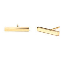 Load image into Gallery viewer, Gold Bar Earrings, 14K Gold Earrings, tiny Bar Earrings, Gold Bar Studs, dainty Bar earrings, Minimalist Earrings, dainty earrings gold
