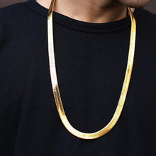 Load image into Gallery viewer, 14K Solid Yellow Gold Herringbone Chain- High Polished 3mm Necklace - Chain All Sizes 16&#39;&#39; 24&#39;&#39; Inches Layering Necklace - New Year Jewelry
