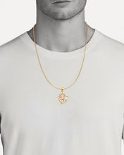 Load image into Gallery viewer, 14K Solid Trinity Rose Gold Pendant - Golden Heart Love Pendant - Red Flower CZ Diamond Necklace - White Leaf Necklace
