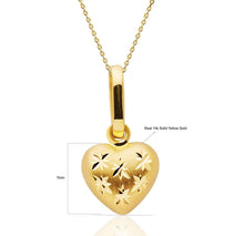 Load image into Gallery viewer, Solid 14k Yellow Gold Heart Necklace - High Quality Real Gold Love Pendant - Heart Anniversary Jewelry - Heart Gold Necklace - Puff Heart
