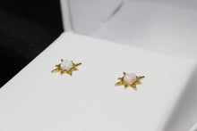Load image into Gallery viewer, Star Solid 14k Yellow Gold Stud - Pearl 7mm 12mm Push Back Earrings - Natural Gemstone Real Gold Stud - Solid Gold Celestial Earrings
