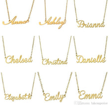 Load image into Gallery viewer, Initial Solid 14k Real Yellow Gold Pendant - Personal Name Emily Necklace - Emily Name Personalized Pendant - Name Necklace Gift For Her

