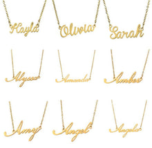 Load image into Gallery viewer, Initial Solid 14k Real Yellow Gold Pendant - Personal Name Emily Necklace - Emily Name Personalized Pendant - Name Necklace Gift For Her
