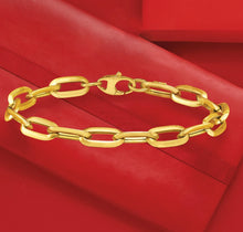 Load image into Gallery viewer, Italian Paper Clip Bracelet -14k Gold Link Chain Layering Bracelet - Minimalist Dainty Real Gold Bracelet
