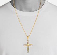 Load image into Gallery viewer, Jesus Christ Solid 14k Yellow Gold Necklace - CZ Diamond Religious Pendant - Cubic Zirconia Baptism Gift - White Diamond Jesus Head Necklace
