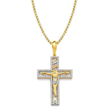 Load image into Gallery viewer, Jesus Christ Solid 14k Yellow Gold Necklace - CZ Diamond Religious Pendant - Cubic Zirconia Baptism Gift - White Diamond Jesus Head Necklace
