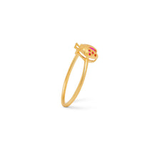 Load image into Gallery viewer, Ladybug Solid 14k Yellow Gold - Stacking Nature Inspired Jewelry - Cute Red ladybird real Gold - Animal Lover Good Luck Ring
