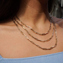 Load image into Gallery viewer, 14K Gold Paperclip Chain - Gold Paper Clip Chain Necklace - Ladies Gold Chain - Elongated Link Chain - Choker Chain - 1.3 MM Necklace
