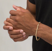 Load image into Gallery viewer, Milano Solid 14K Yellow Gold Bracelet - Unisex Real Italian Figaro Rope Bangle - Lobster Claw Unisex Chain

