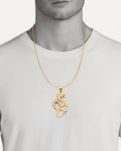 Load image into Gallery viewer, Solid 14k Yellow Gold Dragon Necklace - Gold Dragon Necklace - Dragon Charm Mythical - Yellow Gold Unique Necklace
