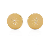 Load image into Gallery viewer, North Star Simple Flat Stud - 14k Solid Yellow Disc Gold Earrings - Circle Dot Delicate Stud - Tiny Round 6 mm Push Back
