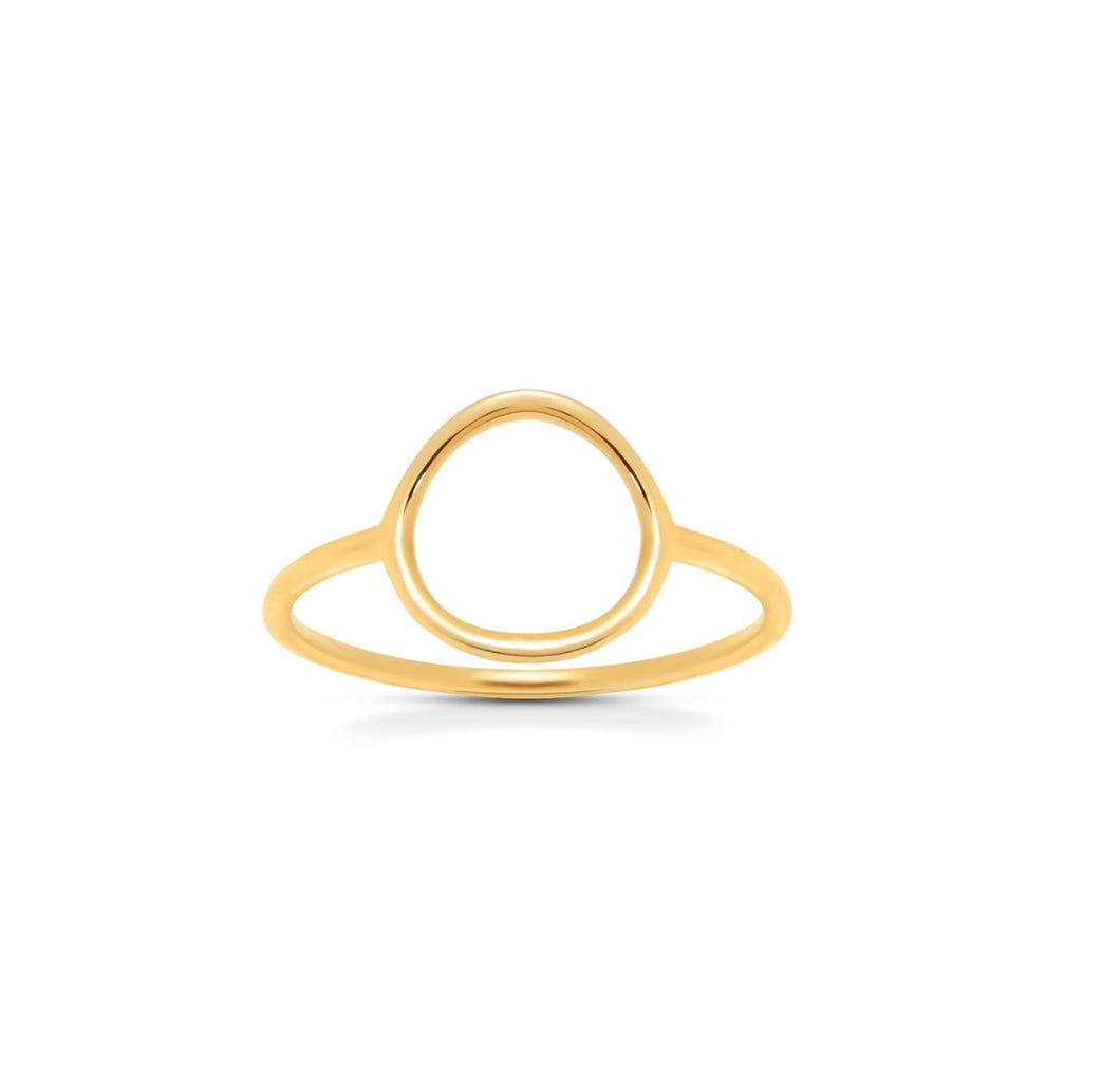 Open circle 14K Solid Gold ring - simple O shaped Karma ring - Dainty Thin Delicate Geometric Ring