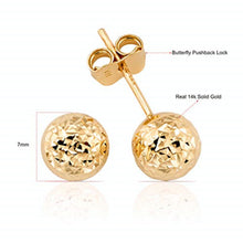Load image into Gallery viewer, Ball 14K Gold Stud Earrings - White/Yellow/Rose Minimalist 7mm - Push back Cartilage Spherical Earrings - Real Gold Earrings Jewelry Set
