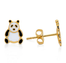 Load image into Gallery viewer, Panda Solid 14K Gold Stud - Yellow Simple Animal Lover Stud - Tiny Good Luck Earrings - Push Back 4-8mm Jewelry - Bear Gold Earrings Stud

