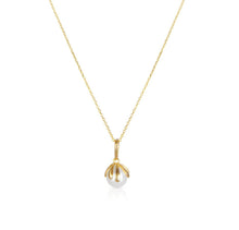 Load image into Gallery viewer, Solid 14k Yellow Gold Pearl Necklace - Pearl Jewelry - Dainty Floating Pearl Necklace - Pearl 14k Yellow Gold necklace - Pearl Jewelry
