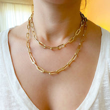 Load image into Gallery viewer, Solid 14K Yellow Gold Paperclip Chain - Link Chain Unisex Necklace - Real Gold Chain Jewelry - New Year Gold Chain
