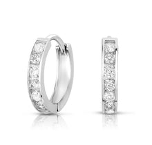 Load image into Gallery viewer, Solid 14k Gold Diamond Earrings - Real Gold Huggie Hoop - Small Dainty Cartilage Earrings
