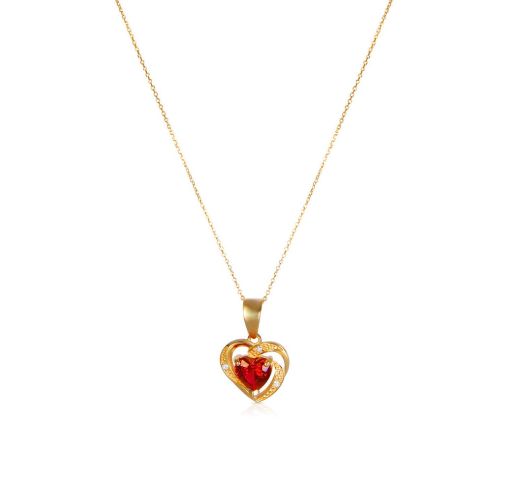 Solid 14k Yellow Gold Heart Diamond Necklace - Diamond Yellow Heart Pendant - Yellow Gold Diamond Love Pendant - Heart 14k Diamond Necklace