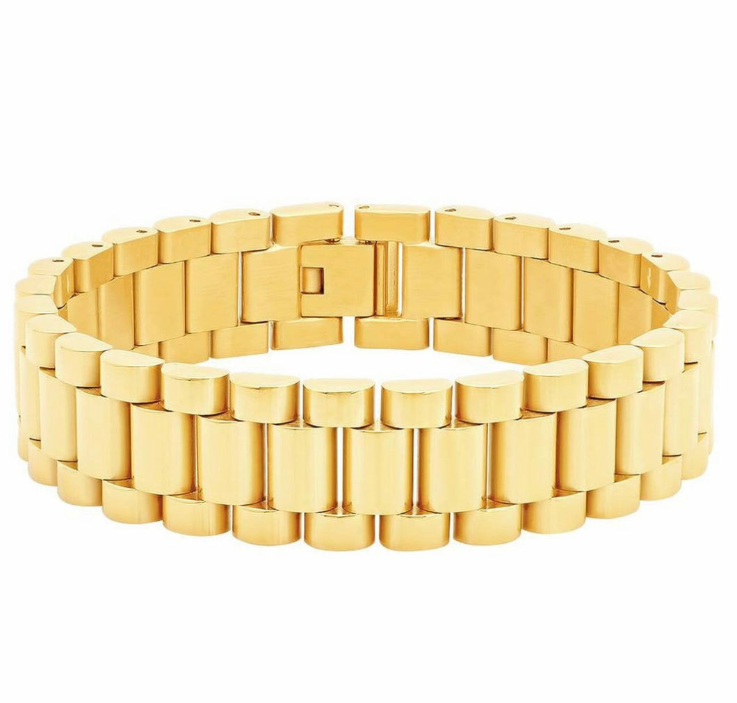 Rolex 14K Solid Yellow Gold Bracelet - Rolex Link Style Chain - Premium Gold Chain Band -Elegant President Men Band - 2022 New Year Jewelry
