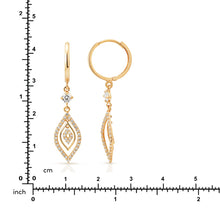 Load image into Gallery viewer, Simple Eye On Huggie Dangling Earrings - Solid 14K Yellow Gold Hoop - Diamond Hoop Huggie Earring
