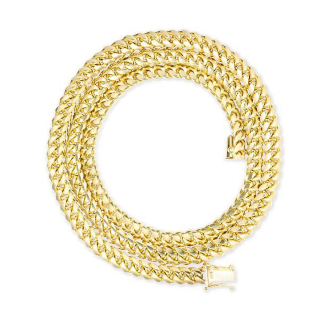 10K Yellow Gold Cuban Miami Link Chain - Real Italian Unisex Necklace- Men Women Jewelry - Cuban Miami Yellow Gold Chain - Cuban Chain