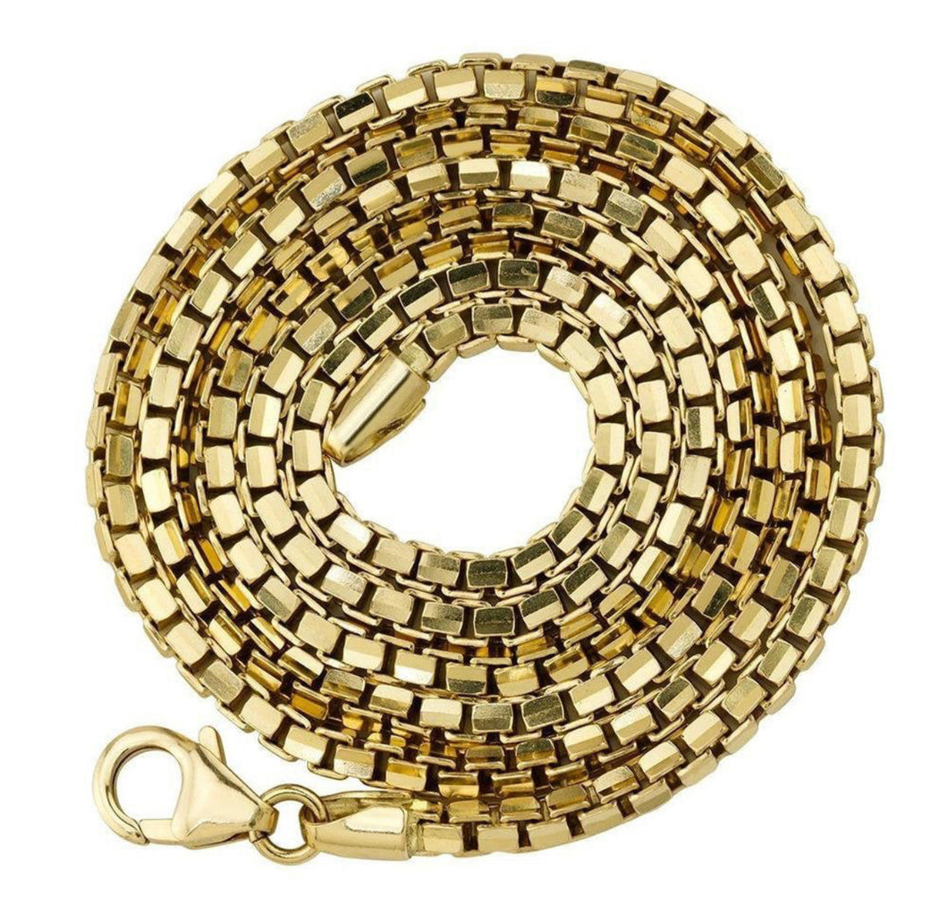 10k Venetian Gold Box Chain Necklace - 10k Gold Layering Box Chain - Ladies Gold Box Chain - Genuine 10k Box Chain - 10k Gold Chain